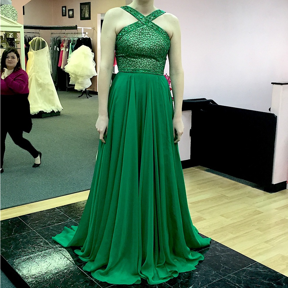 Sherri Hill size 8 Prom Dress Emerald Green